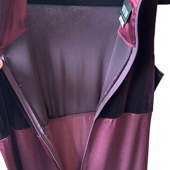Vintage Byer Too! California Burgundy Velvet & Satin Maxi Dress Size 13 - Picture 6 of 8